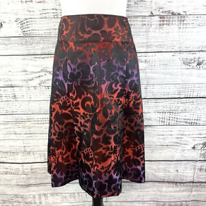 Lane Bryant Skirt size 16 Red Purple Floral Satin Knee Pleated Wedding Church